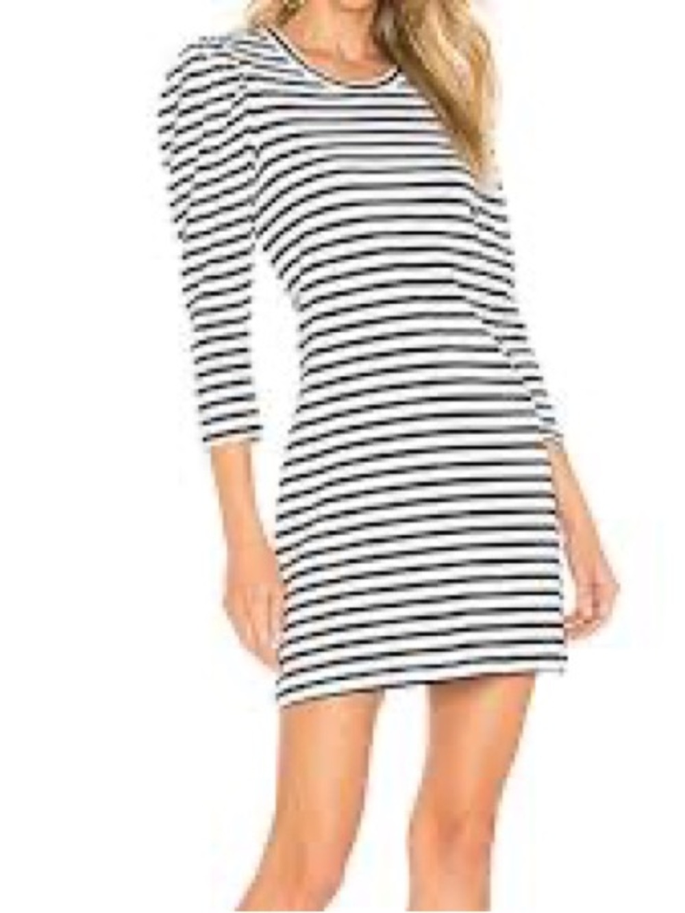 A.L.C. Kidman Black & White Striped Mini Dress casual 3/4 puff sleeve